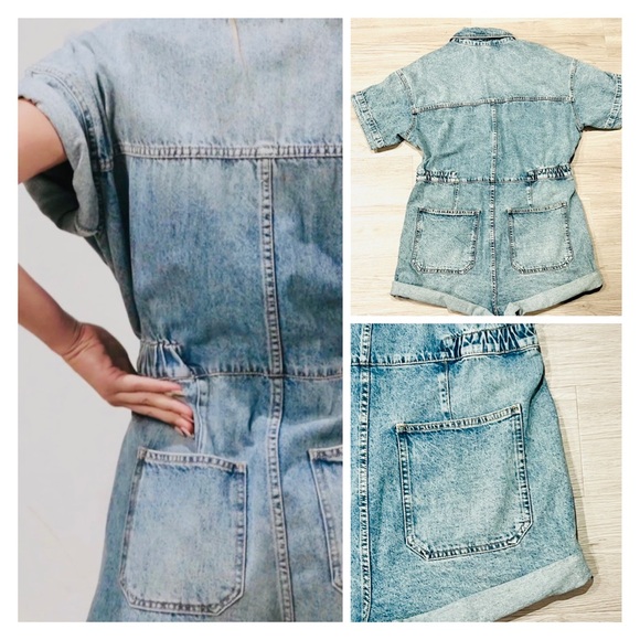 We the Free, XL, Denim Romper, Shirttails, Free People, Light Marrakesh, NWT! - Picture 8 of 14